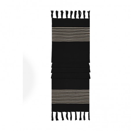 Extra long woven scarf with fine contrasting stripes