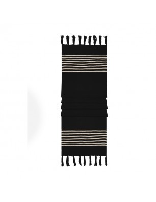 Extra long woven scarf with fine contrasting stripes