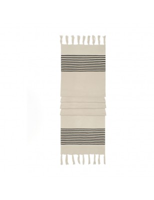 Extra long woven scarf with fine contrasting stripes