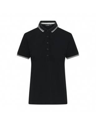 Classic polo shirt with contrasting stripes on collar and cuffs