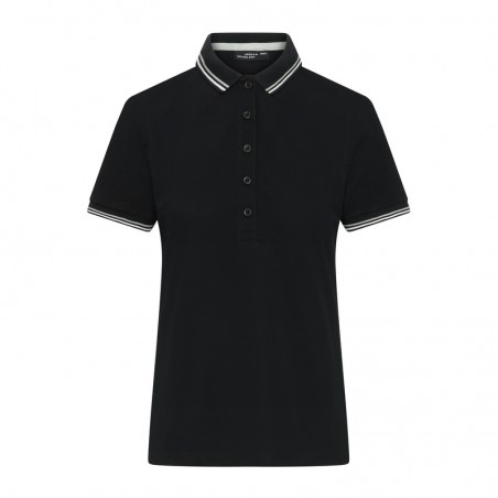 Classic polo shirt with contrasting stripes on collar and cuffs