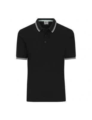 Classic polo shirt with contrasting stripes on collar and cuffs in piqué