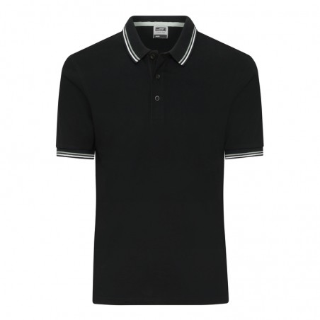 Classic polo shirt with contrasting stripes on collar and cuffs