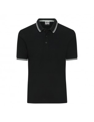 Classic polo shirt with contrasting stripes on collar and cuffs