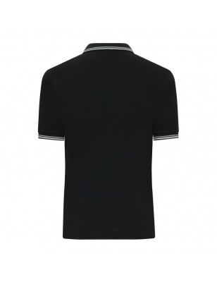 Classic polo shirt with contrasting stripes on collar and cuffs