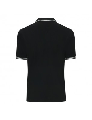 Classic polo shirt with contrasting stripes on collar and cuffs