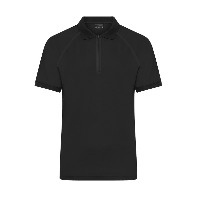 Zipped polo shirt of functional polyester for promotion, sport and free time