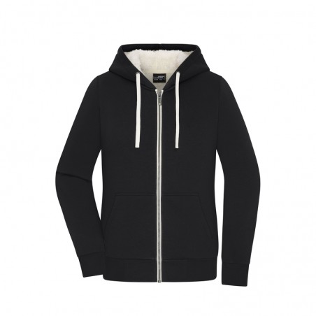 Hooded jacket made of organic cotton with soft Sherpa-lining