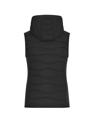 Sporty hooded vest in attractive mixed materials