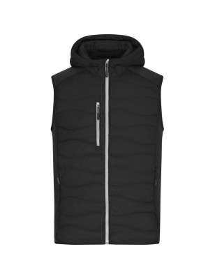 Sporty hooded vest in attractive mixed materials