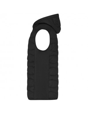 Sporty hooded vest in attractive mixed materials