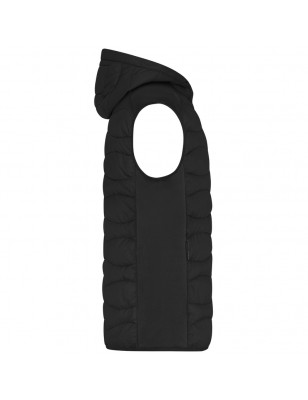 Sporty hooded vest in attractive mixed materials