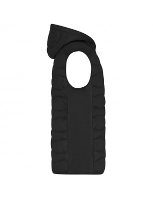 Sporty hooded vest in attractive mixed materials