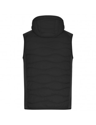 Sporty hooded vest in attractive mixed materials