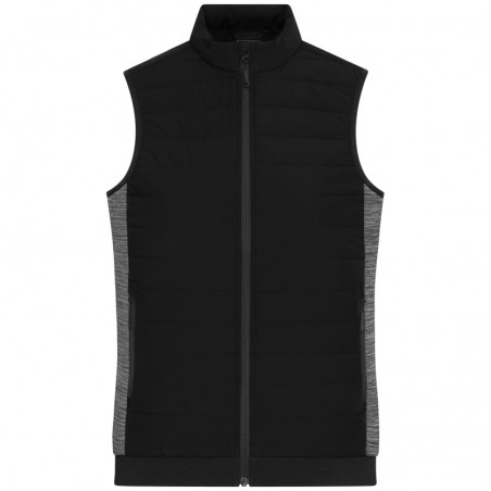 Padded vest with stand-up collar in attractive mixed materials