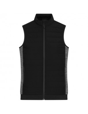 Padded vest with stand-up collar in attractive mixed materials