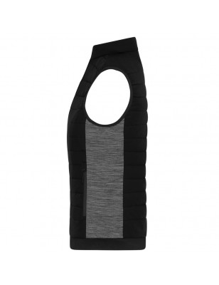 Padded vest with stand-up collar in attractive mixed materials