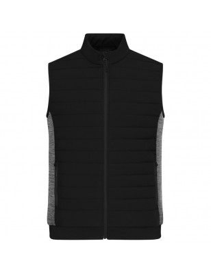 Padded vest with stand-up collar in attractive mixed materials