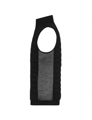 Padded vest with stand-up collar in attractive mixed materials