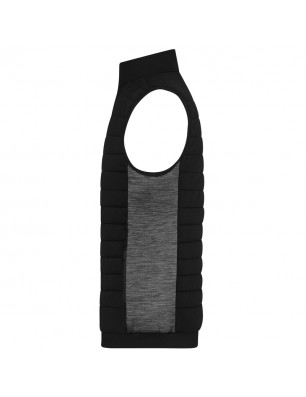 Padded vest with stand-up collar in attractive mixed materials