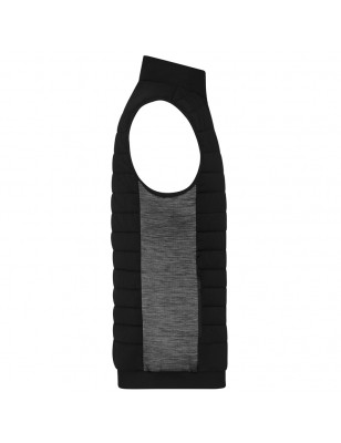 Padded vest with stand-up collar in attractive mixed materials