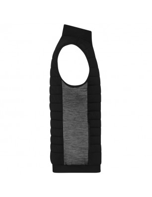 Padded vest with stand-up collar in attractive mixed materials