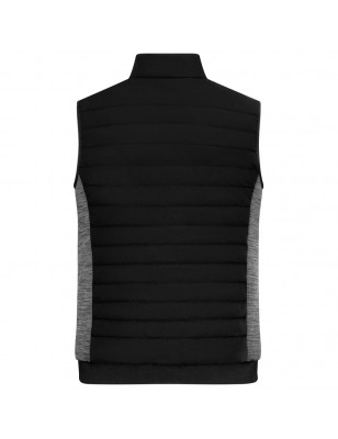 Padded vest with stand-up collar in attractive mixed materials