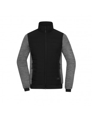 Padded jacket with stand-up collar in attractive mixed materials