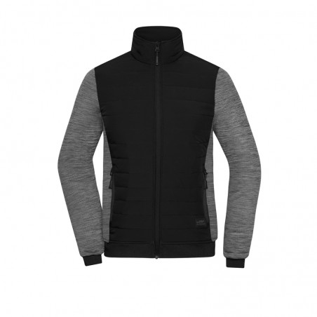 Padded jacket with stand-up collar in attractive mixed materials