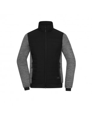 Padded jacket with stand-up collar in attractive mixed materials