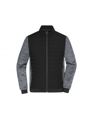 Padded jacket with stand-up collar in attractive mixed materials