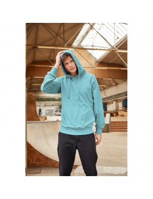 Hooded sweatshirt with raglan sleeves