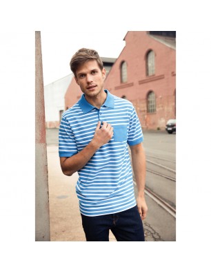 Polo shirt in maritime look with breast pocket