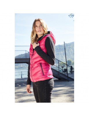 Ultra light down vest with hood in casual style