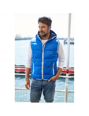 Fashionable padded vest with hood