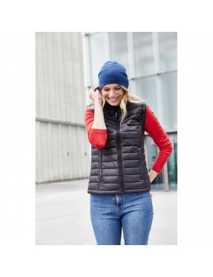 Casual down vest with stand-up collar