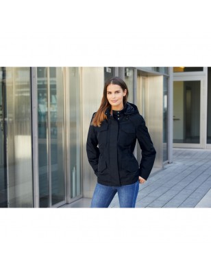 Padded jacket in 'clean' look for business and leisure