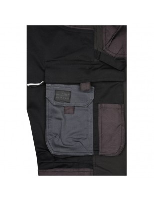 Specialized work pants in slim profile with elastic insets and