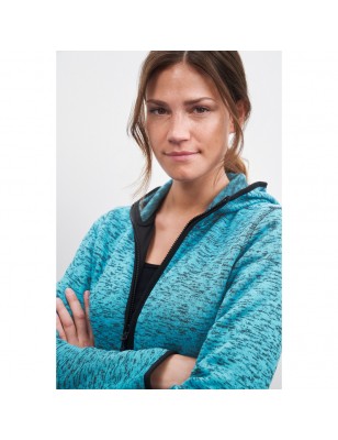 Hooded jacket made of knitted fleece in melange look