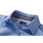 Fashionable shirt with checked insets on collar and cuff