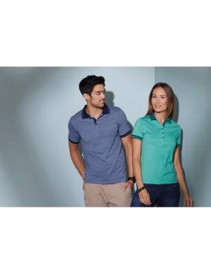 Melange polo shirt with fashionable details