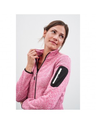 Fashionable knitted fleece jacket with stand-up collar