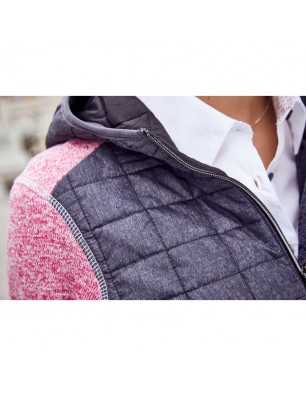 Knitted fleece jacket in stylish material mix