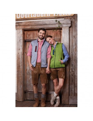 Knitted fleece vest with stand-up collar