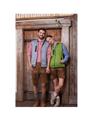 Knitted fleece vest with stand-up collar