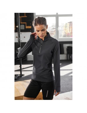 Long-sleeved zipped T-shirt for sports and leisure