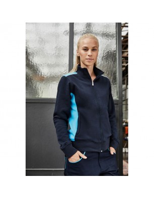 Sweat jacket with stand-up collar and contrasting insets