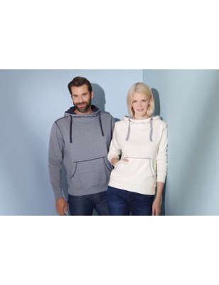 Hooded sweatshirt with fashionable contrasting seams