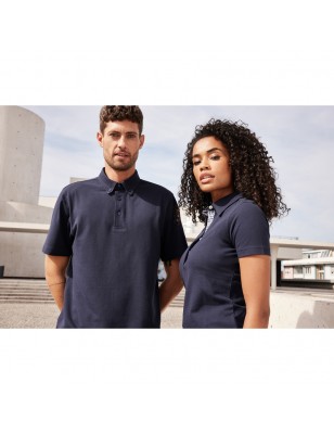 Button-down polo shirt with fashionable inset