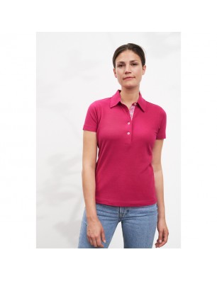 Ladies' polo with fashionable inset